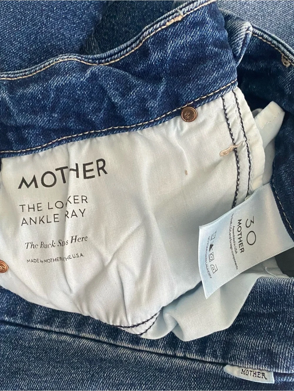 MOTHER Dark Blue Cropped High-Rise Skinny Jeans - Picture 4 of 7